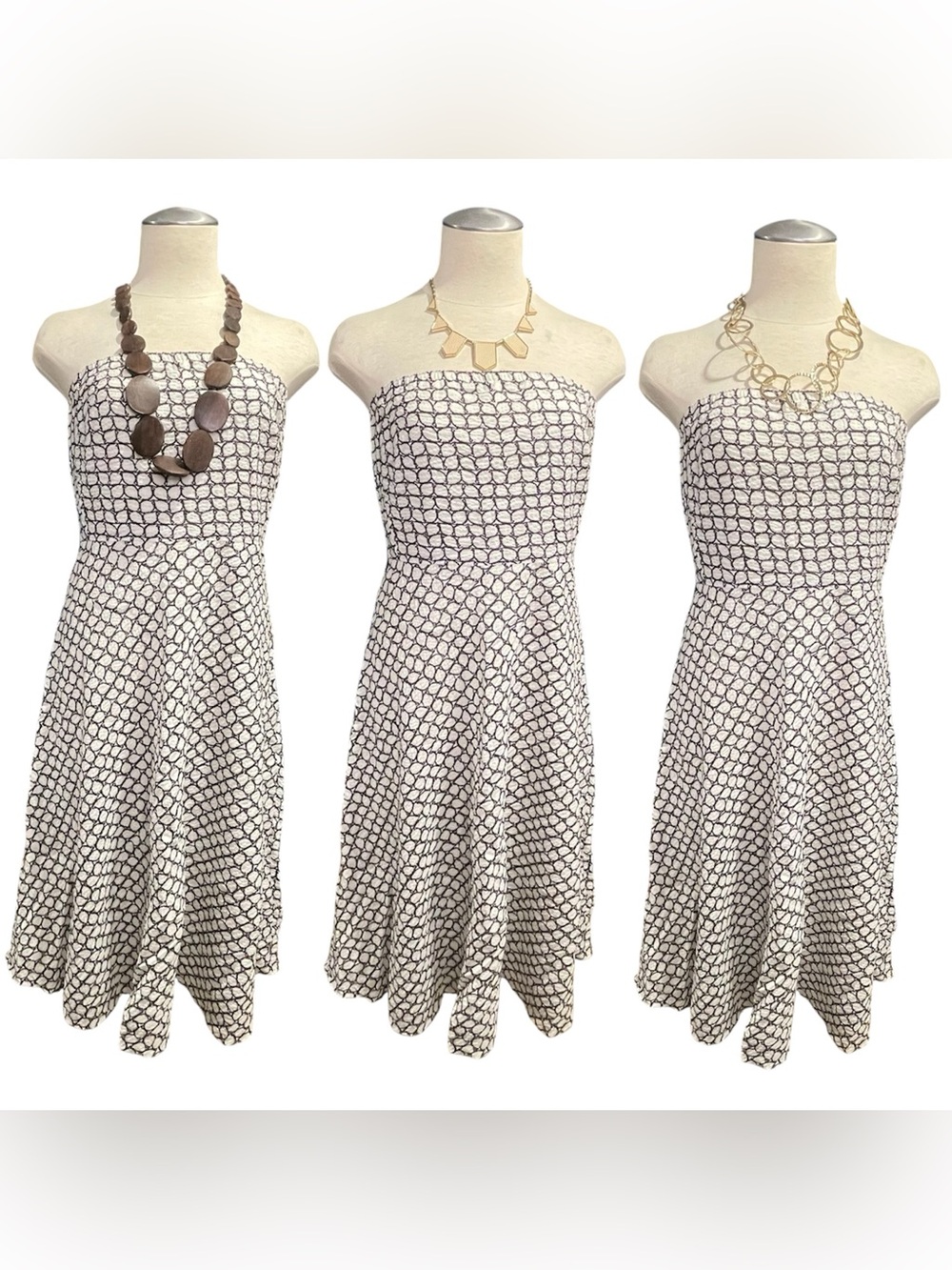 Vtg Y2K - J Crew - Strapless Madras Dress Womens Textured Print Cottagecore